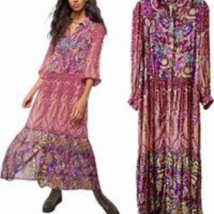 Anthropologie Pink and Purple Maxi Dress
